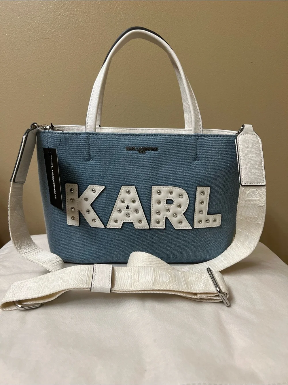 🔥low S🔥Karl Lagerfeld Light Blue Denim Crossbody NWT